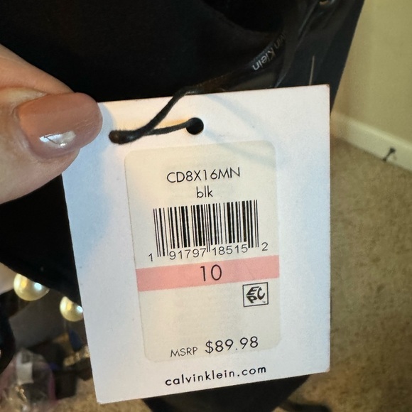 Calvin Klein black sleeveless lined dress with large pearl buttons sz 10 NWT - Picture 5 of 8